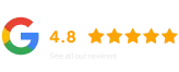 Google logo with five gold stars and text reading 4.9 out of 5 stars, showcasing Roofing Melbourne’s exceptional customer review rating.