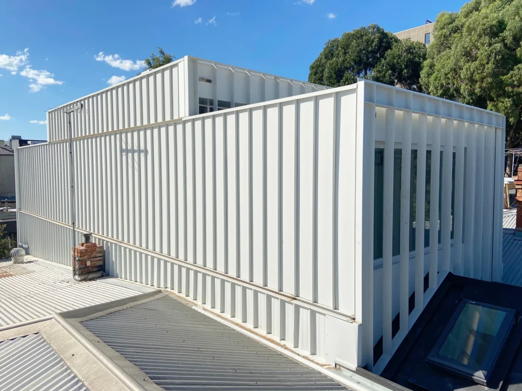 Melbourne building with metal roofing, ideal for roof repair or restoration.