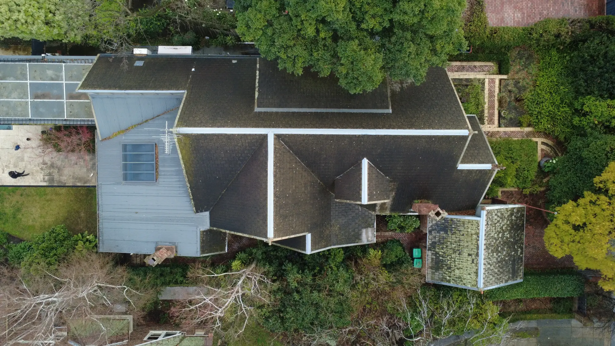 Aerial view: Melbourne roof needing repair and restoration.